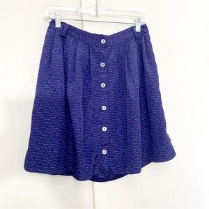 Xhilaration Navy and Pink Key Print Button Front Silky A-Line Mini Skirt S